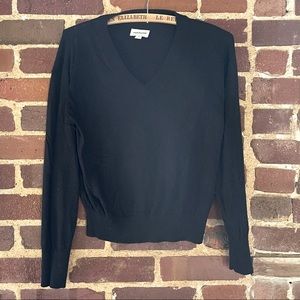 Frank and Oak SeaCell cotton v-neck sweater in true black - XS